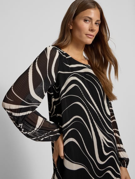 s.Oliver BLACK LABEL Plisseekleid mit Allover-Muster Metallic Black 3
