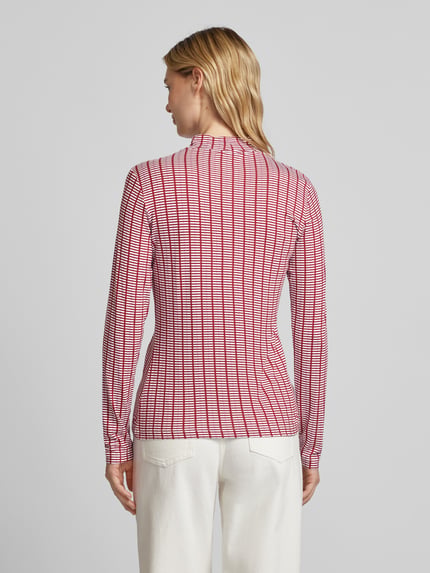 Tom Tailor Shaped Fit Langarmshirt aus Viskose-Mix mit Allover-Muster Rot 5