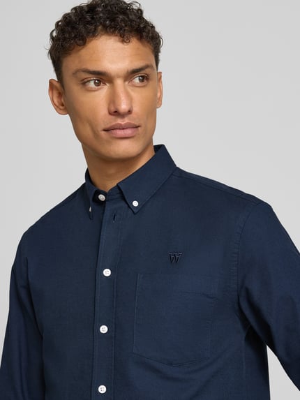 Wood Wood Regular Fit Freizeithemd mit Button-Down-Kragen Modell 'Adam' Blau 3