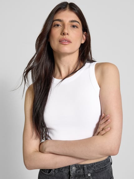 DRYKORN Korte top in riblook, model 'NADEEN' Wit - 3