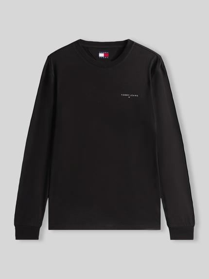 Tommy Jeans Slim Fit Langarmshirt aus reiner Baumwolle BLACK 2