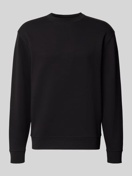 Produktfoto, zwarte katoenen slim fit pullover uit één stuk met fijne textuur, Slim Fit Pullover aus reiner Baumwolle 'TOM' van Selected Homme, Heren sweatshirt