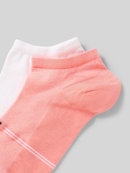 Produktfoto, Socken aus Viskose- und Baumwoll-Mix im 2er-Pack von Tommy Hilfiger, unifarben, Logo-Print, Jersey Stretch, rosa und weiß