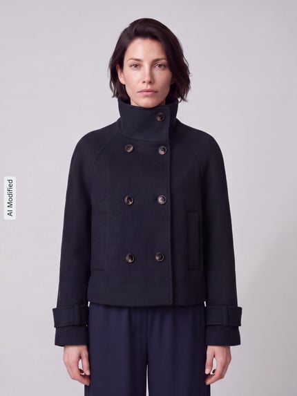 Jake*s Casual Regular Fit Kurzmantel mit Viskose-Woll-Anteil Dunkelblau 4