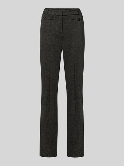 Productfoto, antracietkleurige, smalle broek met lichte structuur, Ausgestellte schmale Hose aus Viskose-Mix Modell 'Fleur' van CAMBIO, dames smalle broek