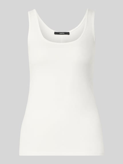 Produktfoto, Slim Fit Top mit Baumwoll-Anteil Modell 'KÄTHI' od someday, biały, elastyczna mieszanka materiałów z bawełną, krój slim fit, dekolt w łódkę, obszycia, długość tyłu w rozmiarze 36: 50 cm