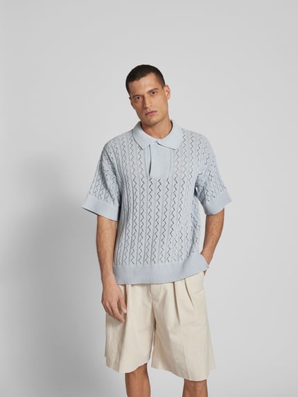 ISNURH Poloshirt in brei-look Rookblauw - 4