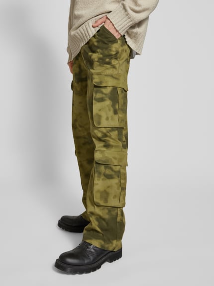 PEGADOR Wide Leg Cargohose mit Gesäßtaschen Modell 'HARMON' Oliv Melange 3