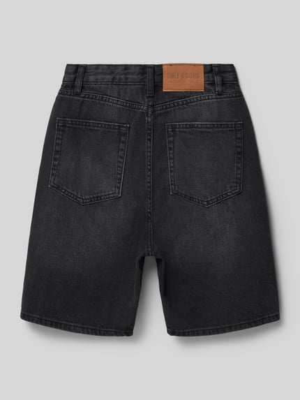 Productfoto, Relaxed Fit Jeansshorts uit puur katoen model 'CARL' van Only & Sons, denimlook, labelpatch, 5-pocketmodel, riemlussen, knoop- en ritssluiting