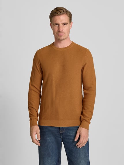 MCNEAL Strickpullover mit gerippten Abschlüssen Cognac Melange 4