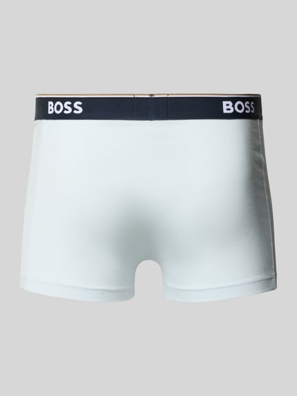 Produktfoto, jasne obcisłe bokserki z mieszanki bawełny, kontrastowy czarny pas z logo BOSS, Trunks aus Baumwoll-Mix im 3er-Pack von BOSS, Herren Pant & Trunk