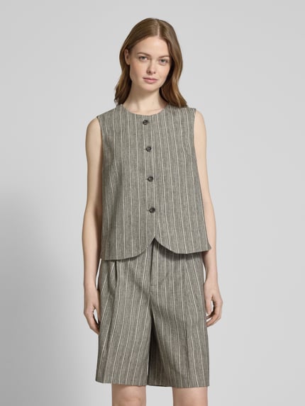 MOS MOSH Gilet met doorknoopsluiting, model 'Eriin Thelma' Middenbruin - 4