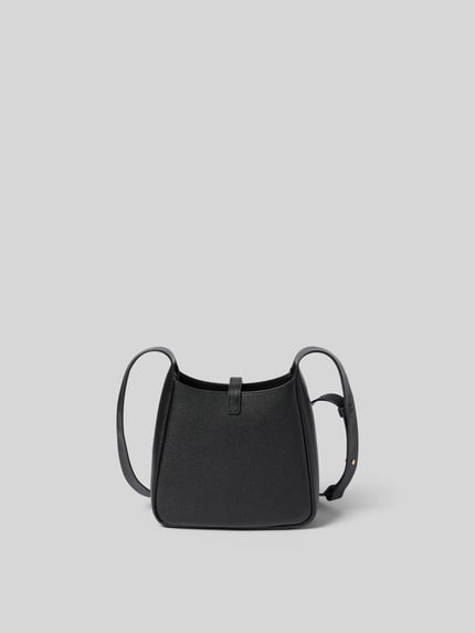 Produktfoto, Crossbody Bag mit Logo-Detail von Tory Burch, czarny, fakturowany wzór, zapięcie na zatrzask, regulowane ramiączko, główna przegroda podzielona, szerokość w rozmiarze 1: 15 cm, długość w rozmiarze 1: 18 cm, głębokość w rozmiarze 1: 6 cm