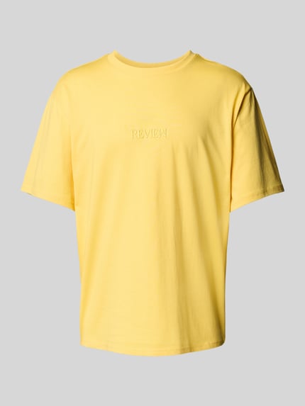 REVIEW T-Shirt mit Label-Stitching Pastellgelb 2