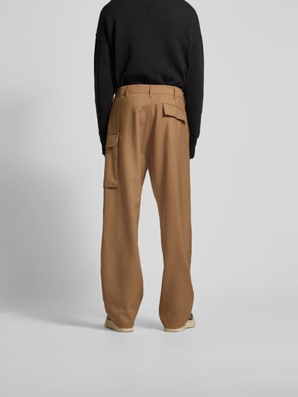 Marni Spodnie materiałowe z kieszenią z tyłu Camel 5
