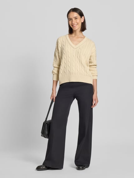 Lauren Ralph Lauren Strickpullover mit V-Ausschnitt Modell 'TEDURPH' Beige 1