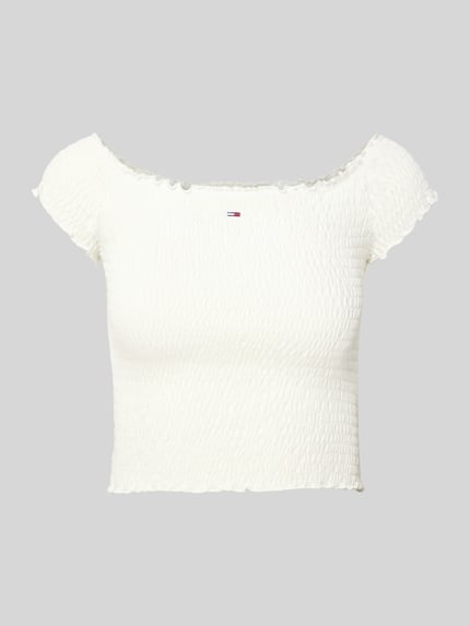 Tommy Jeans Slim Fit Crop Top mit gesmokten Einsätzen Weiss 2