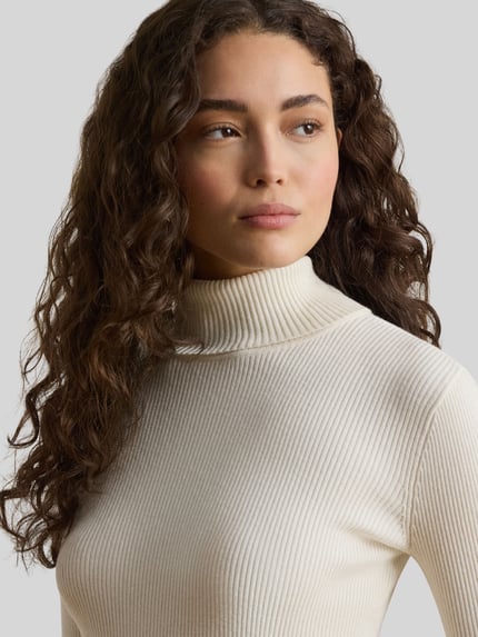 Lauren Ralph Lauren sweter z golfem o kroju slim fit z mieszanki bawełny i modalu Écru 3