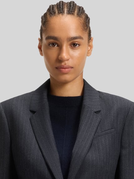 BOSS Slim fit korte blazer van zuivere scheerwol Marineblauw - 3