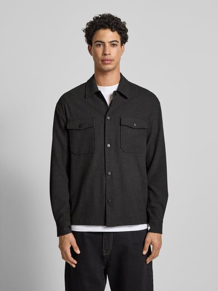 ONLY & SONS Regular fit overhemdjack met viscose, model 'MARK' Donkergrijs gemêleerd - 4