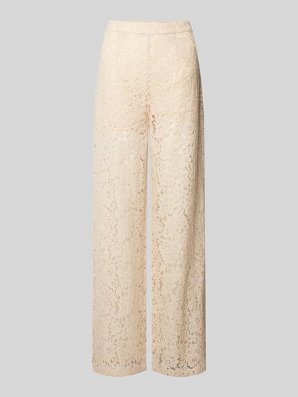 OBJECT Wide Leg Stoffhose mit Häkelspitze Modell 'IBI' Beige 2