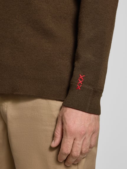 Scotch & Soda Regular fit gebreide pullover van mix van katoen en wol Donkerbruin - 3
