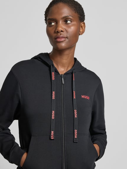 HUGO Regular fit sweatjack van katoenmix, model 'HUGO ID JACKET' Zwart - 3