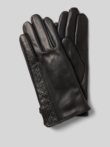 CK Calvin Klein Handschuhe in Leder-Optik mit Woll-Anteil Modell 'Paneled' Black 1