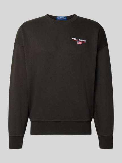 Produktfoto, schwarzes Relaxed Fit Sweatshirt aus Baumwoll-Mix von Polo Ralph Lauren mit kleinem Logo, glatte Textur, Herren Sweatshirt