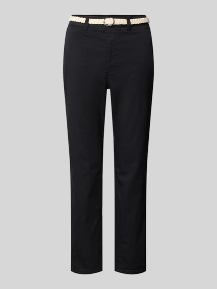 Produktfoto, Regular Fit Chino aus Baumwoll-Mix von s.Oliver RED LABEL, Optik: Unifarben, Gürtelschlaufen, Damen Gürtel, Eingrifftasche, Beinabschluss mit Umschlag, Materialverarbeitung: Twill