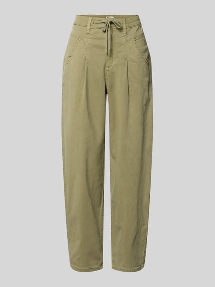 Produktfoto, Barrel Fit Jeans aus Baumwoll-Mix von s.Oliver RED LABEL in Optik: Unifarben, Passform: Barrel Fit, Ankle-Länge, Tunnelzug, Knopf und verdeckter Reißverschluss, seitliche Eingrifftaschen, Gesäßtaschen, Material: Baumwoll-Mix