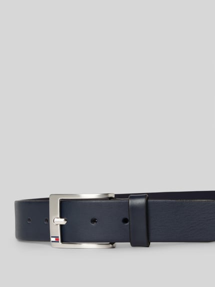 Produktfoto, New Aly Ledergürtel von Tommy Hilfiger, pasek męski z naturalnej skóry z grubą fakturą, sprzączka z logo, szerokość paska: 3,5 cm