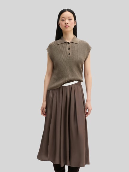 Marc O'Polo Strickpullunder mit Polokragen Taupe Melange 4