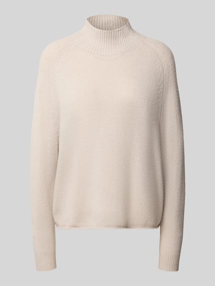 Produktfoto, Relaxed Fit Strickpullover mit Kaschmir-Anteil von Luisa Cerano, cremefarben, Rippstruktur an Kragen und Ärmel, Baumwoll-Mix