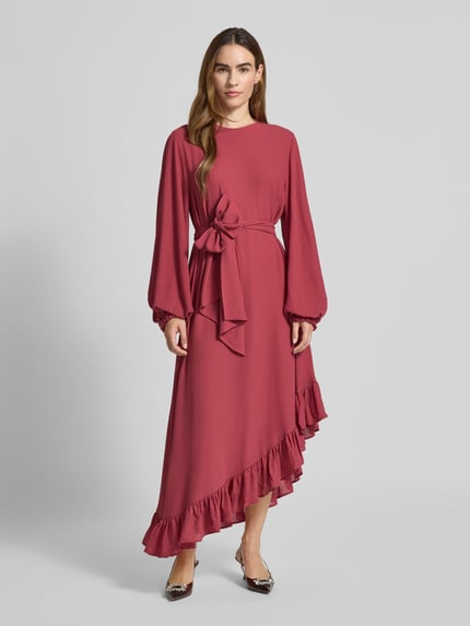 Essentiel Antwerp Figurumspielendes Maxikleid mit asymmetrischem Rüschensaum Modell 'IFLOWER' Altrosa 1