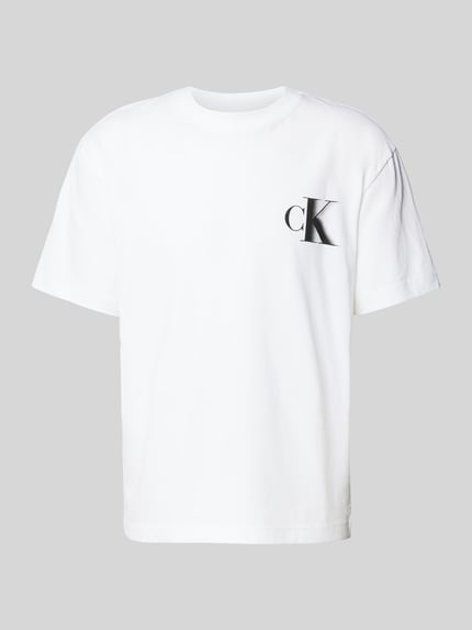 Calvin Klein Jeans T-Shirt mit Label-Print und Rundhalsausschnitt Weiss 2