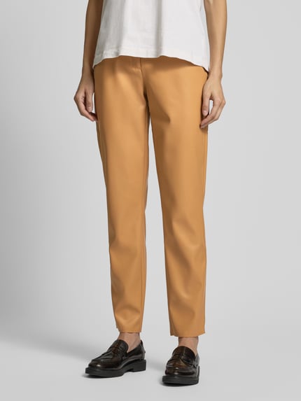 HERZENS Regular Fit broek in leerlook Cognac - 4