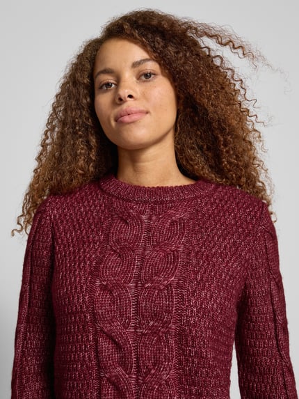 PIECES Regular Fit Strickpullover mit Woll-Anteil Modell 'NINA' Dunkelrot Melange 3