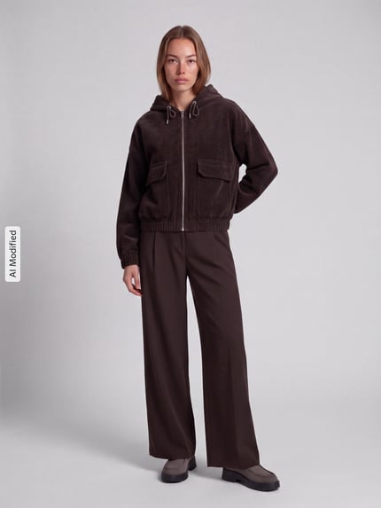ONLY Regular Fit Bomberjacke aus Baumwoll-Mix Modell 'KENZIE' Schoko 1