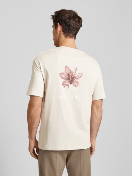 Selected Loose Fit T-Shirt mit Rundhalsausschnitt Modell 'BOTANIC FLOWER' Hellbraun 5