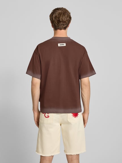 ANOTHER COTTON LAB T-shirt z Wyhaftowane logo i Okrągły dekolt Ciemnobrązowy 5