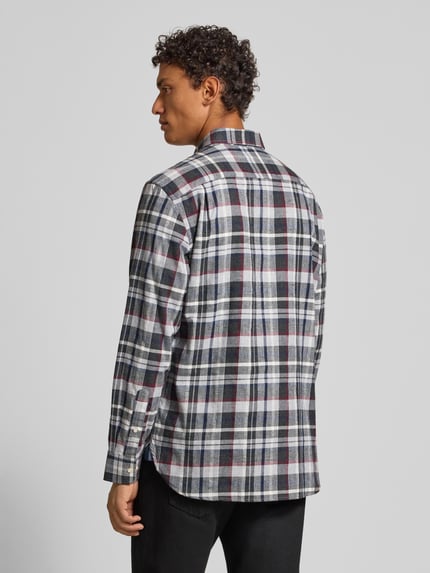 Christian Berg Men Regular Fit Freizeithemd mit Kentkragen Dunkelgrau Melange 5
