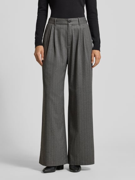 s.Oliver RED LABEL Wijde broek met bandplooien Lichtgrijs - 4