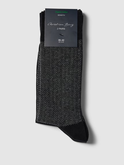Christian Berg Men Sokken in een set van 2 met labeldetail Zwart - 3