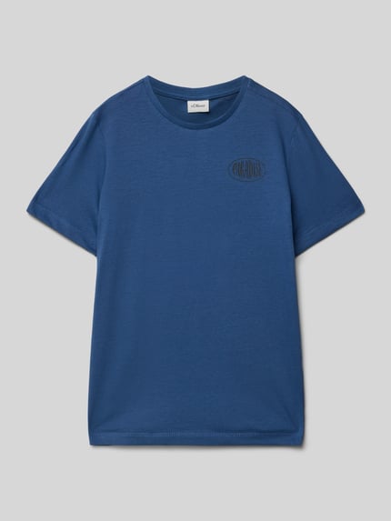 s.Oliver RED LABEL Regular Fit T-Shirt aus reiner Baumwolle Rauchblau 1