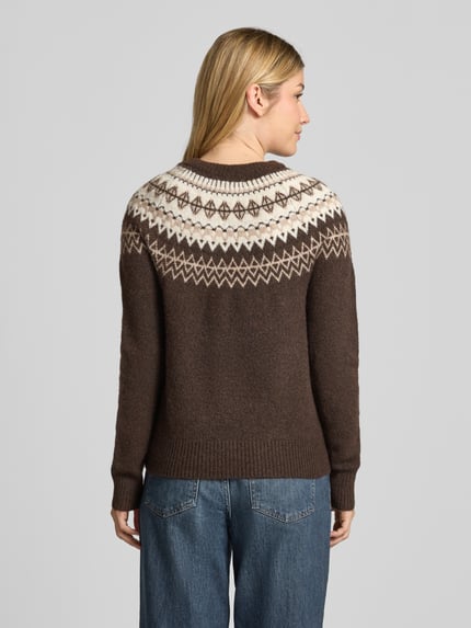 VERO MODA Pullover mit kontrastreichem Rundhalsabschluss Schoko 5