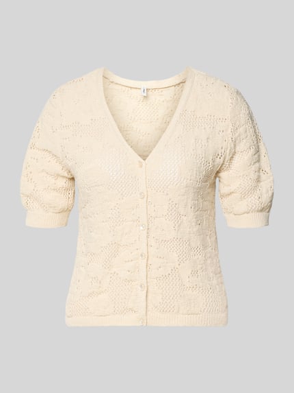 ONLY Regular Fit Strickjacke mit Baumwoll-Anteil Modell 'CHLOE' Ecru 2