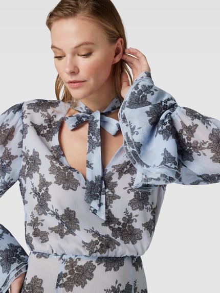 ROTATE Maxi-jurk met all-over bloemenmotief Lichtblauw - 3