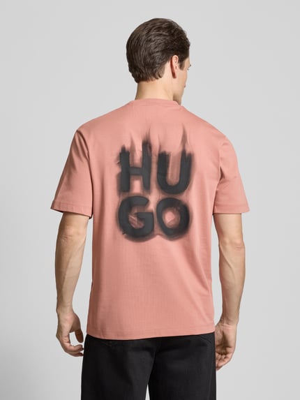 HUGO T-Shirt mit Label-Print Modell 'Dalsar' Lachs 5