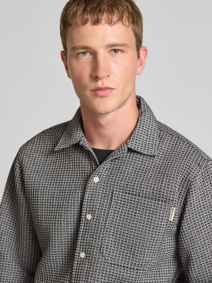 Redefined Rebel Regular fit overhemdjack met wol en labeldetail model 'Chen' Donkergrijs gemêleerd - 3